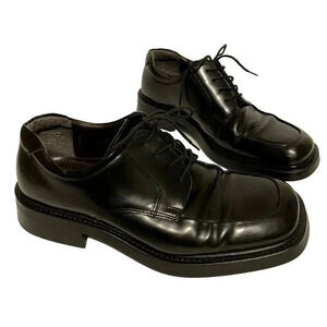 Vintage 90’s Y2K Mens Chunky Black Leather Oxford Dress Shoes EU43 US10 Formal